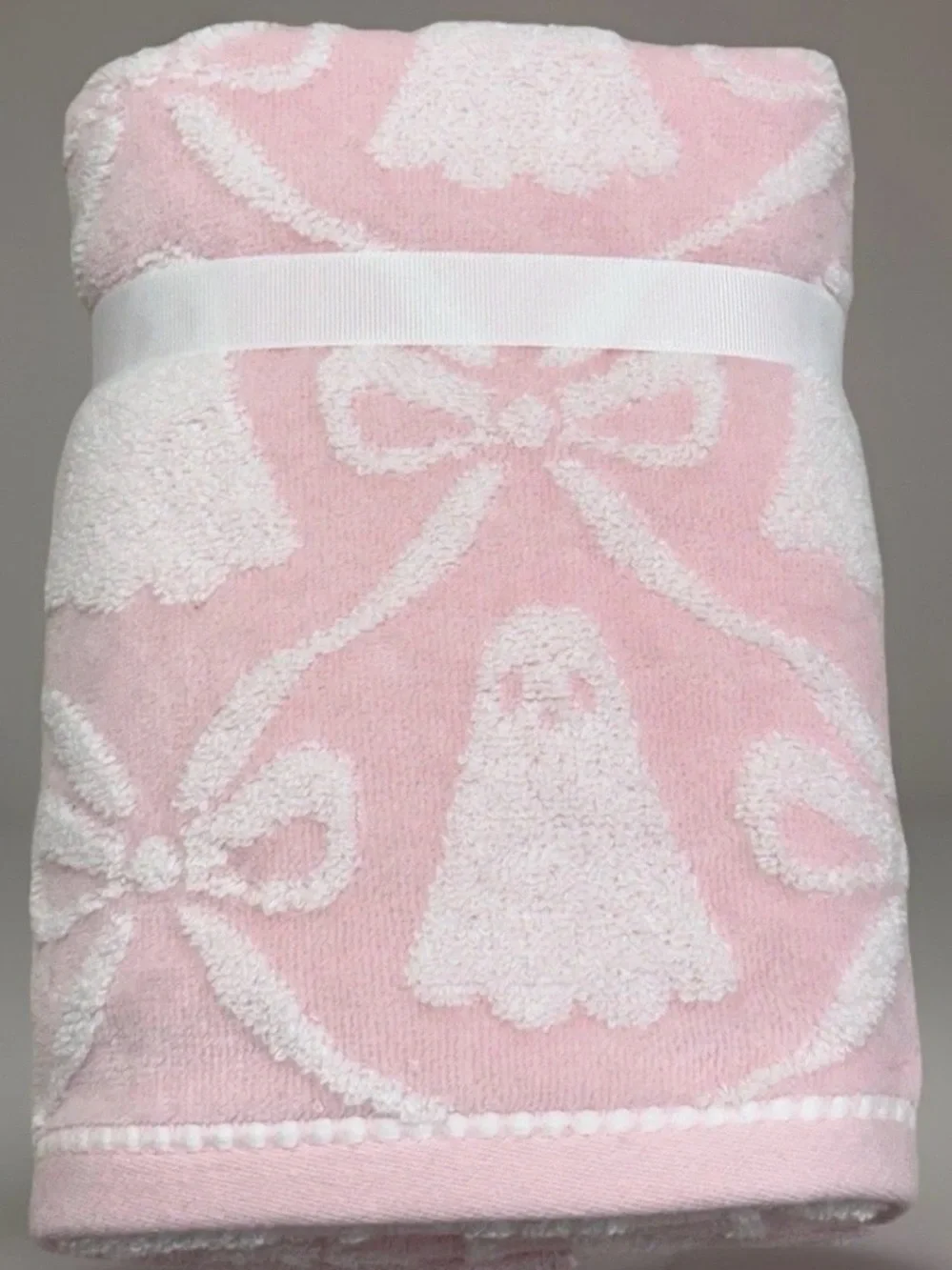 CARO Home Collection Halloween Pink Ghost & Bow 18” X 28” Hand Towels Set of 2
